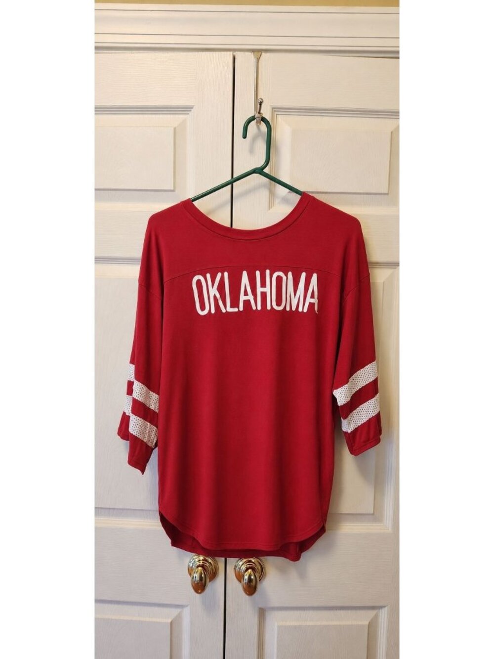 New Flying Colors Oklahoma University OU Red Long Sleeve Oversized Jersey Size L